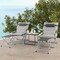 Gray Folding Lounge Chair Set With Footrest And Coffee Table Outdoor Patio 2-Piece